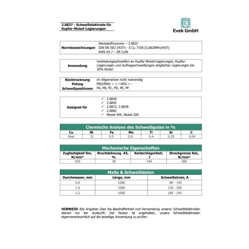 Fil à souder Monel® 67 Nickel 2.0837 Ø 1.6-3.2mm TIG Baguettes de soudage TIG Électrodes CuNi