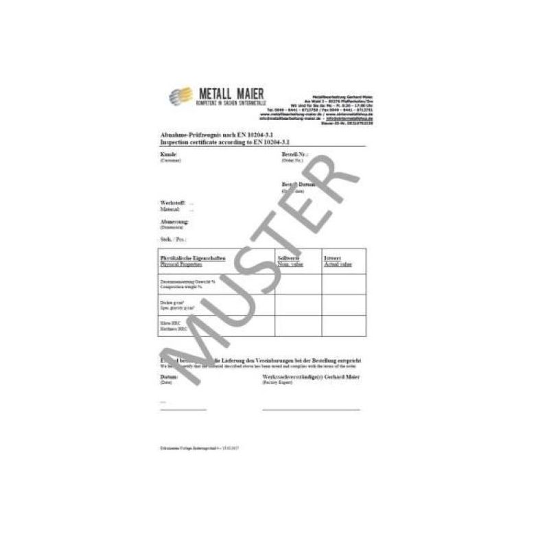 Matériau Certificat, Attestation