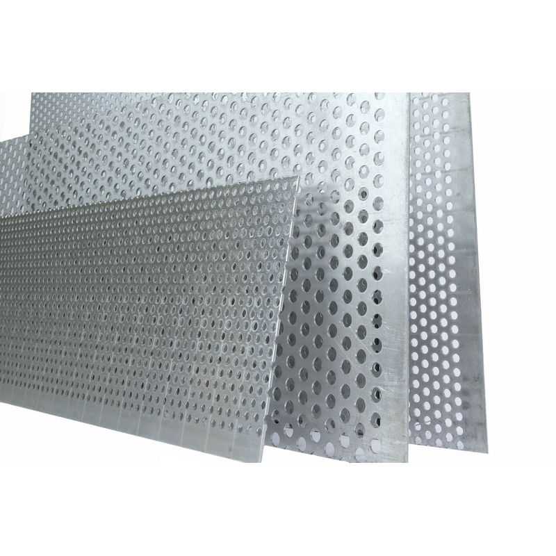 Les panneaux en tôle d'aluminium perforée RV3-5 + RV5-8 + RV10-15 peuvent être coupés sur mesure, dimensions souhaitées 100 mm