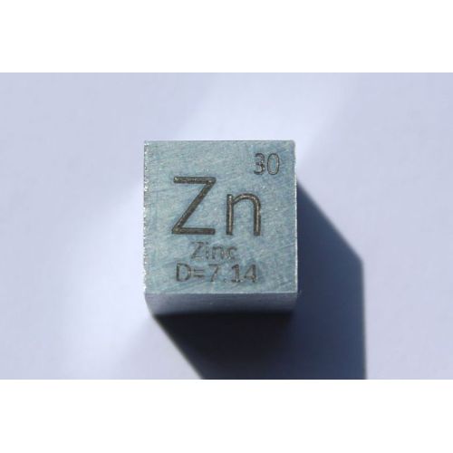 Cube en métal de zinc Zn 10x10mm poli pureté 99,99%