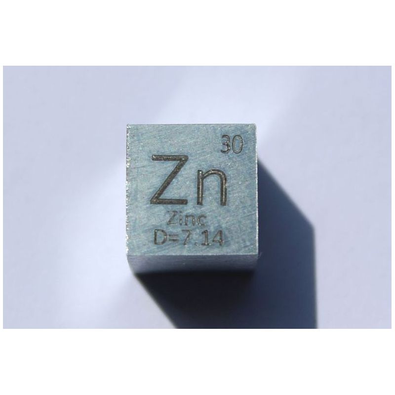 Zinc métal cube Zn 10x10mm poli 99,99% pureté cube