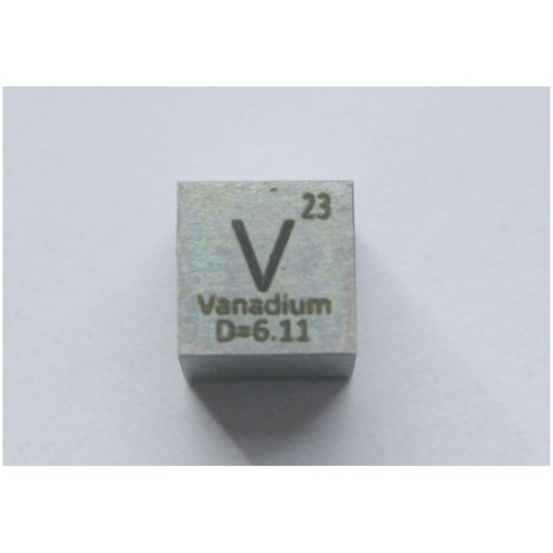 Cube en métal de vanadium V 10x10mm poli 99,9% pureté