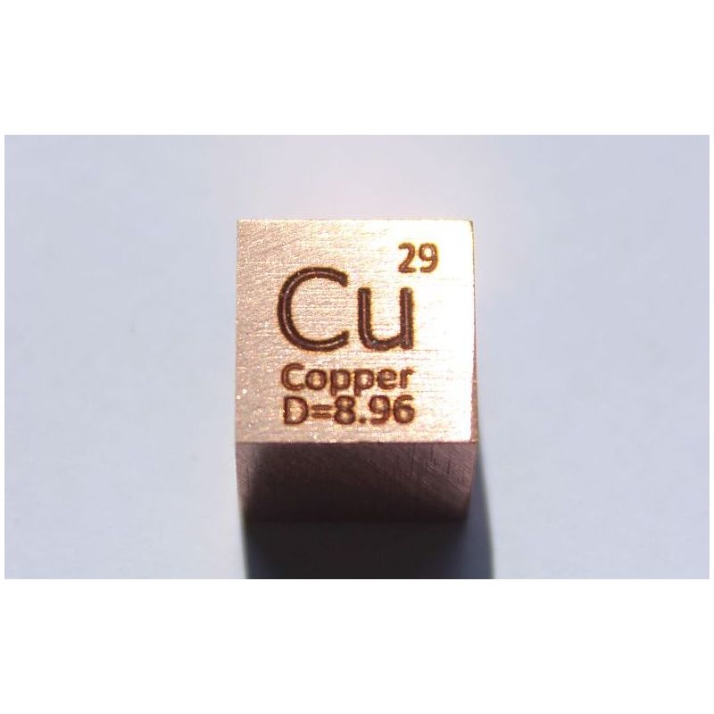 Cube en cuivre Cu métal 10x10mm poli 99,95% pureté