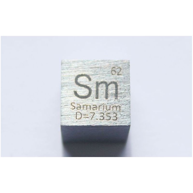 Cube en métal de samarium Sm 10x10mm poli 99,95% pureté