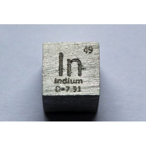 Indium In cube en métal poli 10x10mm pureté 99,995%