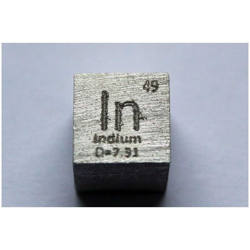 Indium In cube en métal poli 10x10mm pureté 99,995%