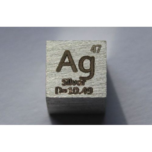 Cube en métal argent Ag poli 10x10mm pureté 99,99%