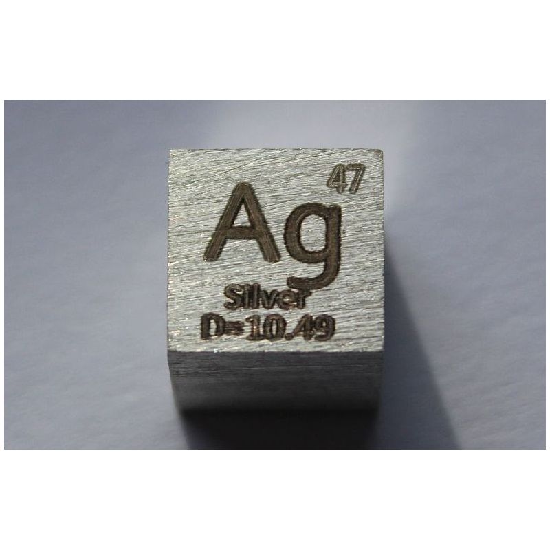 Cube en métal argent Ag poli 10x10mm pureté 99,99%