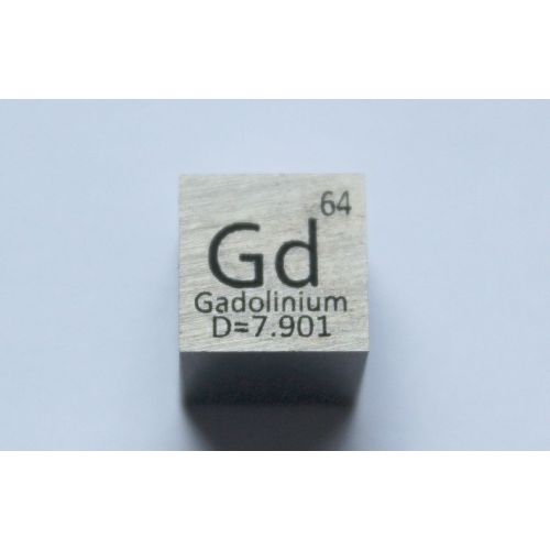 Gadolinium Gd métal cube 10x10mm poli 99,99% pureté cube
