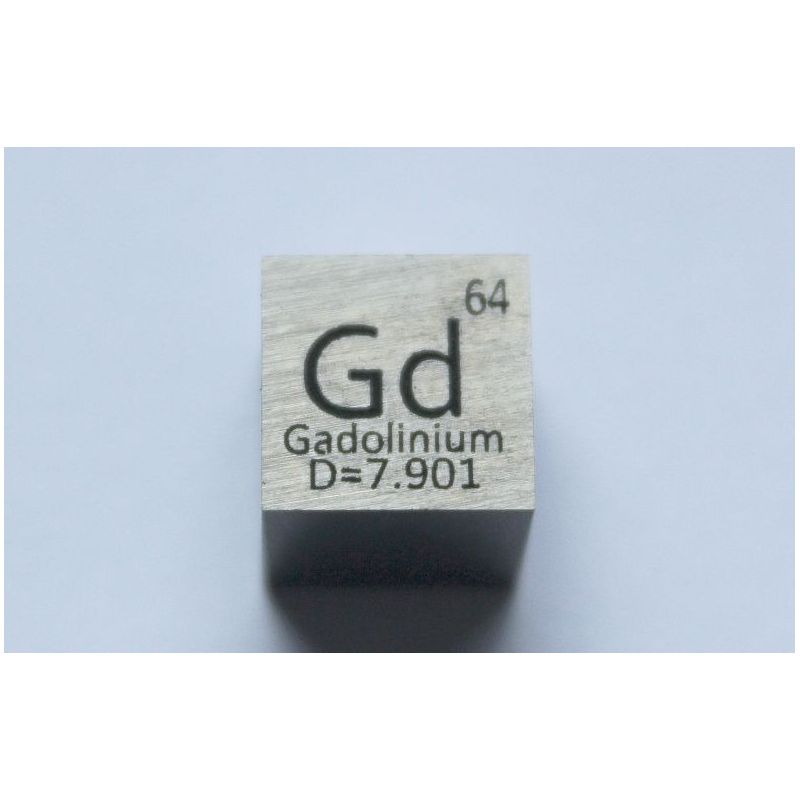 Cube de métal de gadolinium Gd 10x10mm poli pureté 99,99%